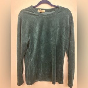 eddie bauer green velvet long sleeve shirt